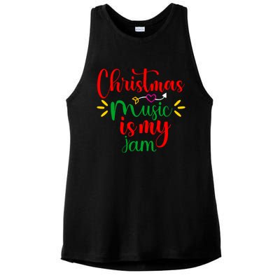 Christmas Music Is My Jam Funny Christmas Music Lover Quote Funny Gift Ladies PosiCharge Tri-Blend Wicking Tank