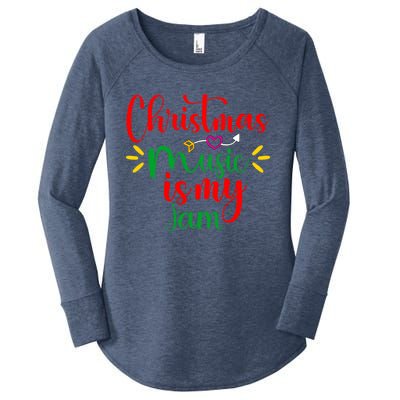 Christmas Music Is My Jam Funny Christmas Music Lover Quote Funny Gift Women's Perfect Tri Tunic Long Sleeve Shirt