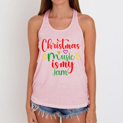 Christmas Music Is My Jam Funny Christmas Music Lover Quote Funny Gift Women's Knotted Racerback Tank