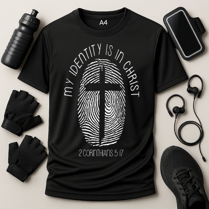 Christian My Identity Is In Jesus Christ Bible Verse Faith Cooling Performance Crew T-Shirt