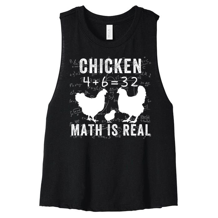 Chicken Math Is Real Chicken Lover Funny Chicken Math Meme Chicken Whisperer Women's Racerback Cropped Tank