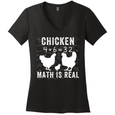 Chicken Math Is Real Chicken Lover Funny Chicken Math Meme Chicken Whisperer Women's V-Neck T-Shirt