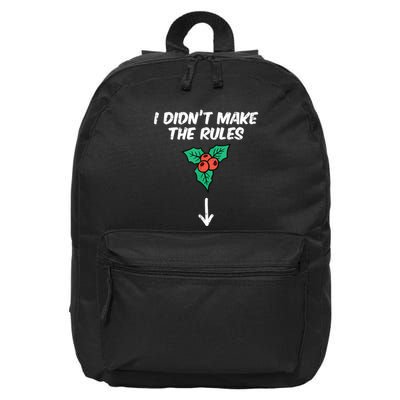 Christmas Mistletoe I Didnt Make The Rules Xmas Humor 16 in Basic Backpack