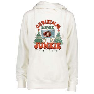 Christmas Movie Junkie Retro Christmas Tree Chrismas Womens Funnel Neck Pullover Hood