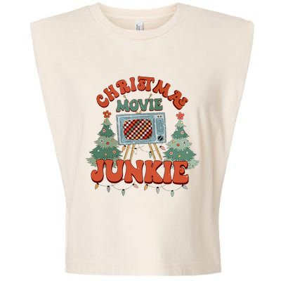 Christmas Movie Junkie Retro Christmas Tree Chrismas Garment-Dyed Women's Muscle Tee