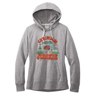 Christmas Movie Junkie Retro Christmas Tree Chrismas Women's Fleece Hoodie