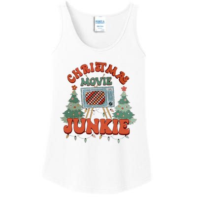 Christmas Movie Junkie Retro Christmas Tree Chrismas Ladies Essential Tank