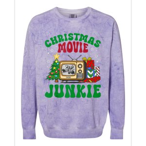 Christmas Movie Junkie Xmas Family Merry Christmas Tank Top Colorblast Crewneck Sweatshirt