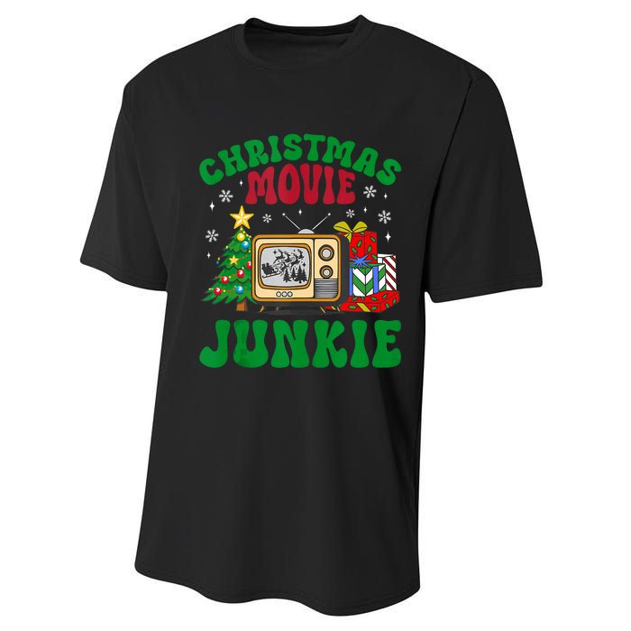 Christmas Movie Junkie Xmas Family Merry Christmas Tank Top Performance Sprint T-Shirt