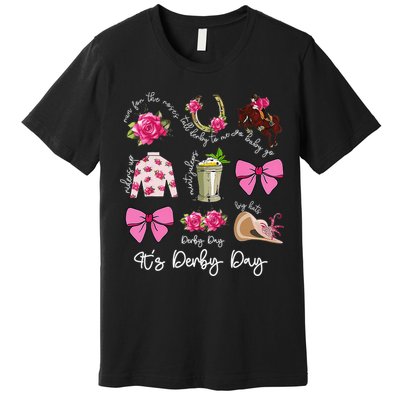 Coquette Mint Julep Big Hat Derby Horse Racing Women Premium T-Shirt