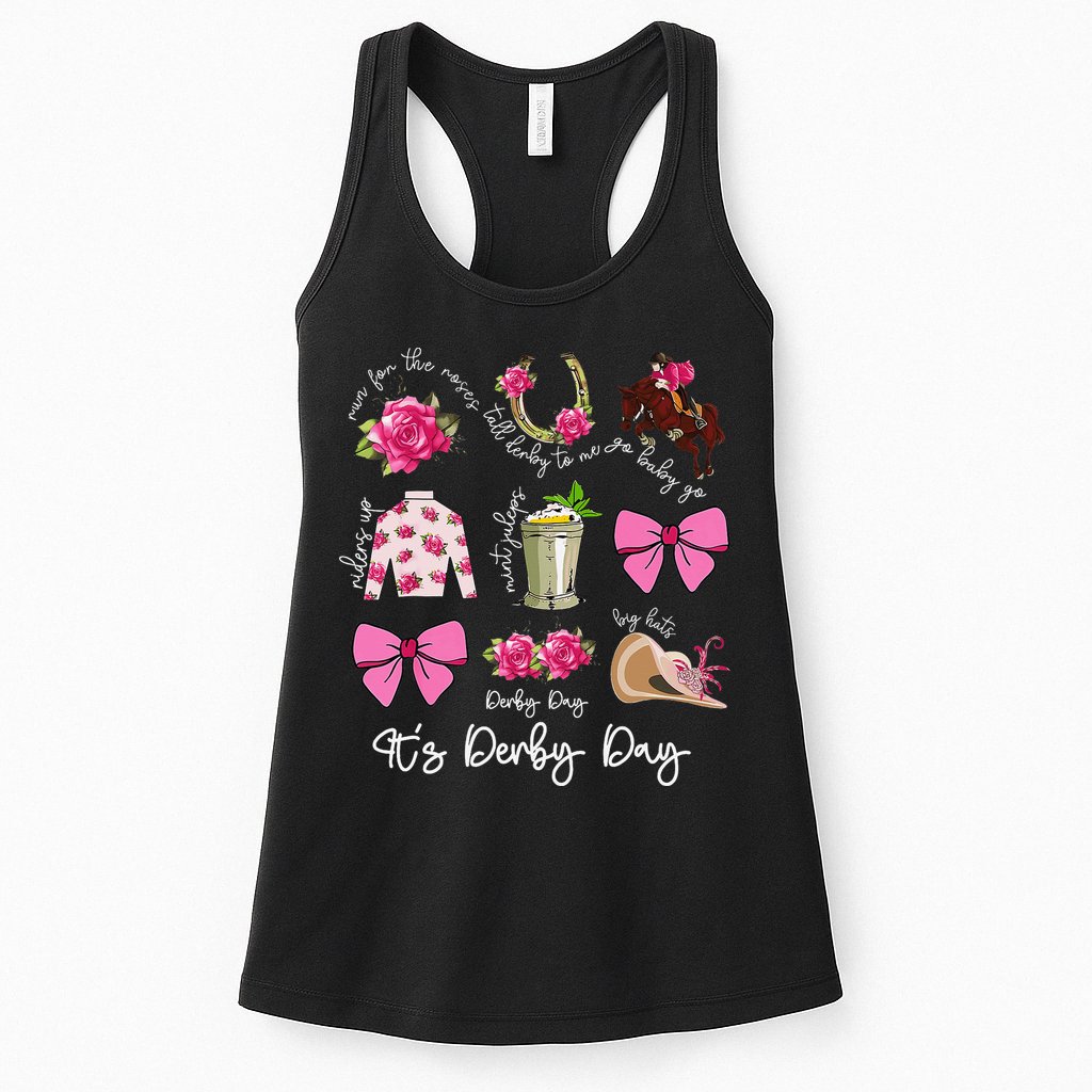 Coquette Mint Julep Big Hat Derby Horse Racing Women Womens Tank Top
