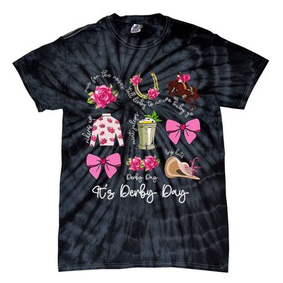 Coquette Mint Julep Big Hat Derby Horse Racing Women Tie-Dye T-Shirt