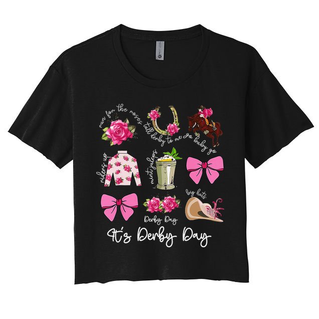 Coquette Mint Julep Big Hat Derby Horse Racing Women Women's Crop Top Tee