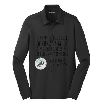 Christian Mosquito Joke Funny Bible & Jesus Silk Touch Performance Long Sleeve Polo