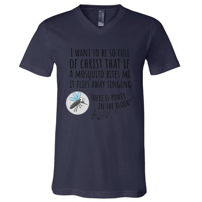 Christian Mosquito Joke Funny Bible & Jesus V-Neck T-Shirt