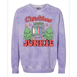 Christmas Movie Junkie Colorblast Crewneck Sweatshirt