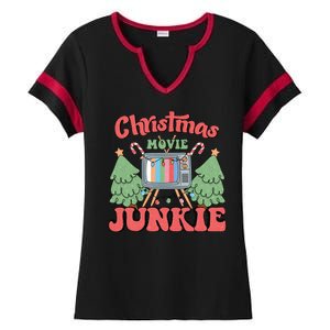 Christmas Movie Junkie Ladies Halftime Notch Neck Tee