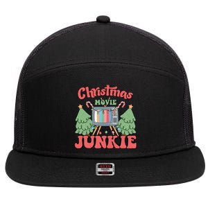 Christmas Movie Junkie 7 Panel Mesh Trucker Snapback Hat