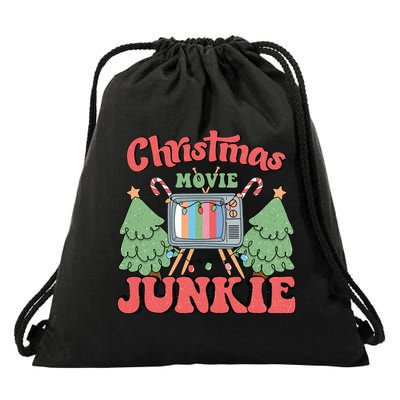 Christmas Movie Junkie Drawstring Bag