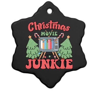 Christmas Movie Junkie Ceramic Star Ornament