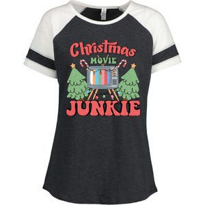 Christmas Movie Junkie Enza Ladies Jersey Colorblock Tee