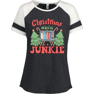 Christmas Movie Junkie Enza Ladies Jersey Colorblock Tee