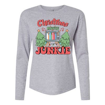 Christmas Movie Junkie Womens Cotton Relaxed Long Sleeve T-Shirt