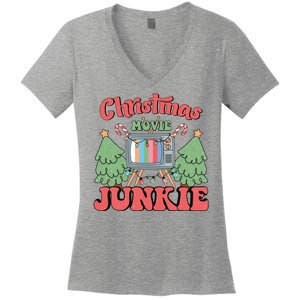 Christmas Movie Junkie Women's V-Neck T-Shirt