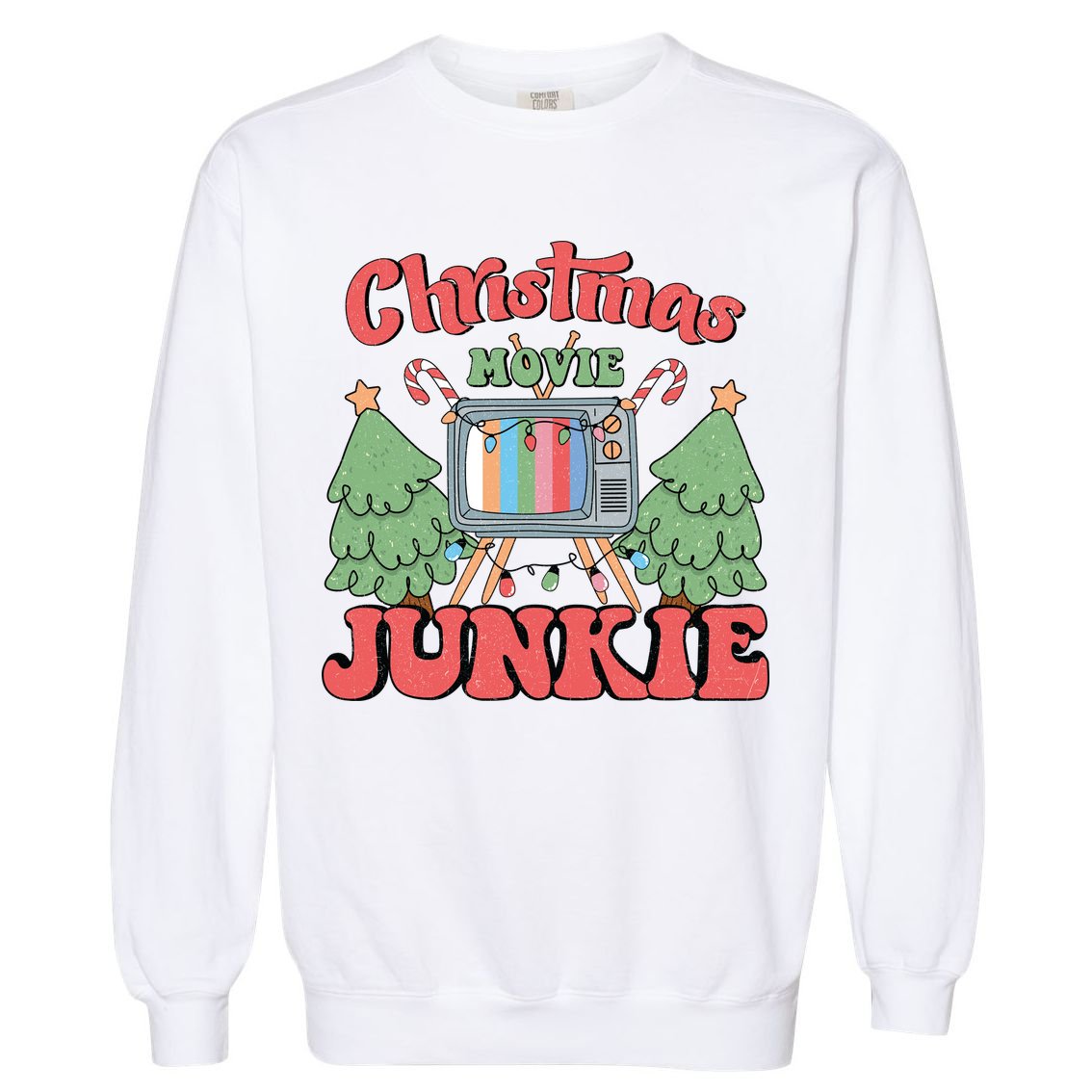 Christmas Movie Junkie Garment-Dyed Sweatshirt