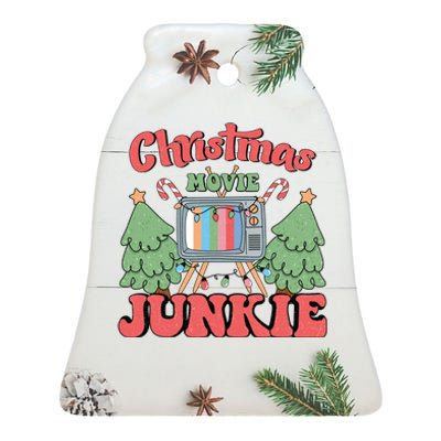 Christmas Movie Junkie Ceramic Bell Ornament