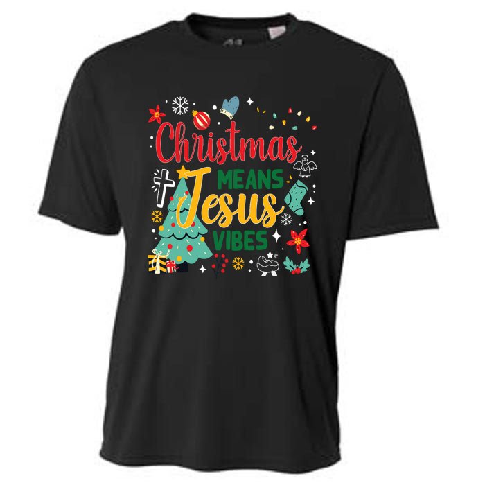 Christmas Means Jesus Vibes Xmas Women Christian Nativity Cooling Performance Crew T-Shirt