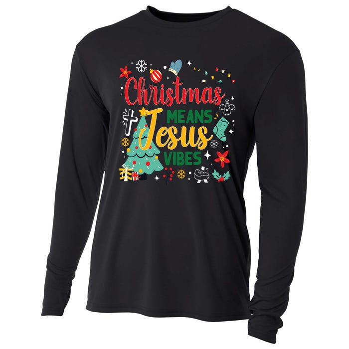 Christmas Means Jesus Vibes Xmas Women Christian Nativity Cooling Performance Long Sleeve Crew