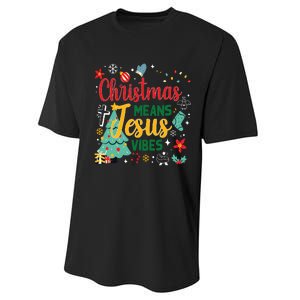 Christmas Means Jesus Vibes Xmas Women Christian Nativity Performance Sprint T-Shirt