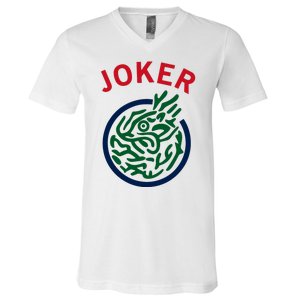 Chinese Mah Jong Joker Tile Mahjong Costume V-Neck T-Shirt