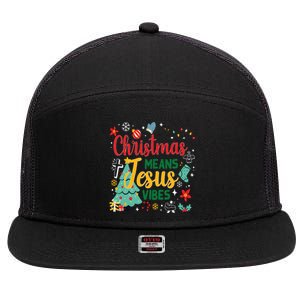 Christmas Means Jesus Vibes Xmas Women Christian Nativity 7 Panel Mesh Trucker Snapback Hat