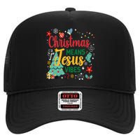 Christmas Means Jesus Vibes Xmas Women Christian Nativity High Crown Mesh Back Trucker Hat