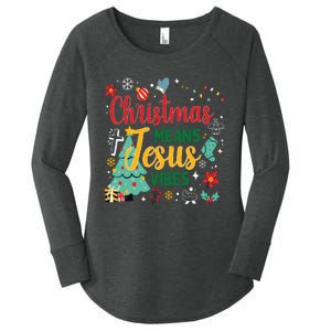 Christmas Means Jesus Vibes Xmas Women Christian Nativity Women's Perfect Tri Tunic Long Sleeve Shirt