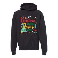 Christmas Means Jesus Vibes Xmas Women Christian Nativity Premium Hoodie