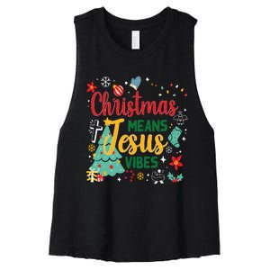 Christmas Means Jesus Vibes Xmas Women Christian Nativity Women's Racerback Cropped Tank