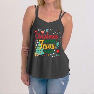 Christmas Means Jesus Vibes Xmas Women Christian Nativity Women's Strappy Tank