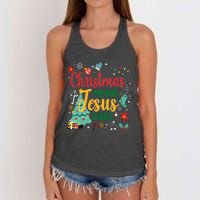 Christmas Means Jesus Vibes Xmas Women Christian Nativity Women's Knotted Racerback Tank