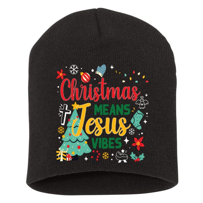 Christmas Means Jesus Vibes Xmas Women Christian Nativity Short Acrylic Beanie