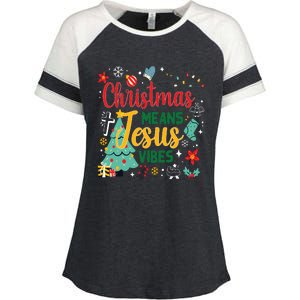 Christmas Means Jesus Vibes Xmas Women Christian Nativity Enza Ladies Jersey Colorblock Tee