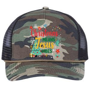 Christmas Means Jesus Vibes Xmas Women Christian Nativity Retro Rope Trucker Hat Cap