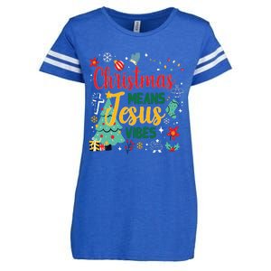 Christmas Means Jesus Vibes Xmas Women Christian Nativity Enza Ladies Jersey Football T-Shirt