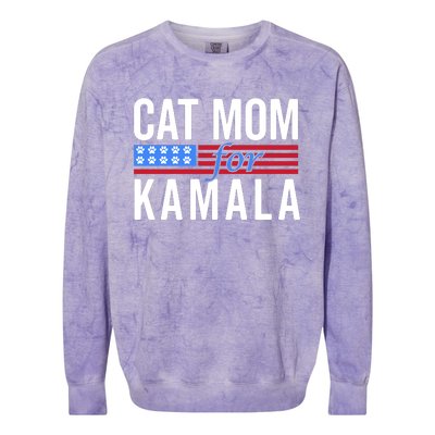 Cat Mom Kamala Harris For President 2024 Colorblast Crewneck Sweatshirt