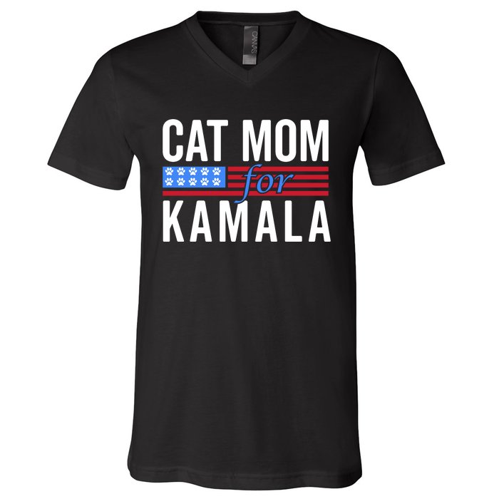 Cat Mom Kamala Harris For President 2024 V-Neck T-Shirt