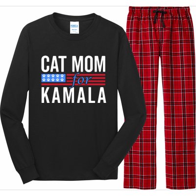 Cat Mom Kamala Harris For President 2024 Long Sleeve Pajama Set