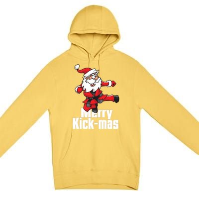 Christmas Merry Kickmas Santa Claus Karate Premium Pullover Hoodie