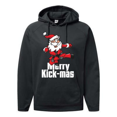 Christmas Merry Kickmas Santa Claus Karate Performance Fleece Hoodie